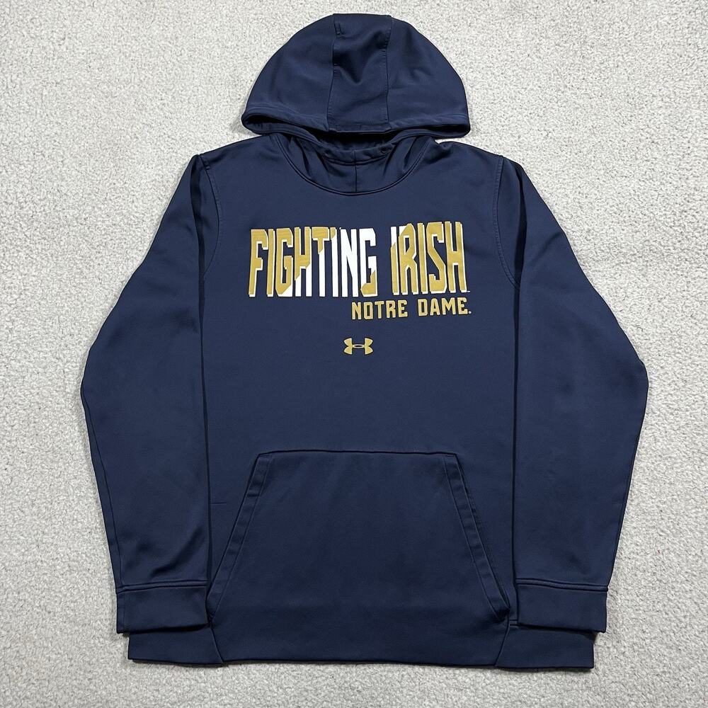 Notre Dame Hoodie Mens L Under Armour Sweatshirt Fighting Irish Football Team